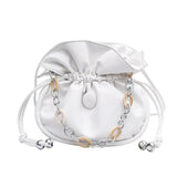 Women Bucket Bag Pu Leather Handbag Drawstring Lady Shoulder Messenger Bags