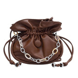 Women Bucket Bag Pu Leather Handbag Drawstring Lady Shoulder Messenger Bags