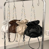 Women Bucket Bag Pu Leather Handbag Drawstring Lady Shoulder Messenger Bags