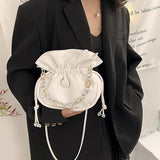 Women Bucket Bag Pu Leather Handbag Drawstring Lady Shoulder Messenger Bags