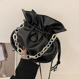 Women Bucket Bag Pu Leather Handbag Drawstring Lady Shoulder Messenger Bags