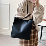 Soft Pu Leather Women's Shopper Tote Bag Solid Big Capacity Female Handbag