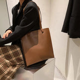 Soft Pu Leather Women's Shopper Tote Bag Solid Big Capacity Female Handbag