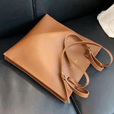 Soft Pu Leather Women's Shopper Tote Bag Solid Big Capacity Female Handbag