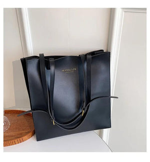 Soft Pu Leather Women's Shopper Tote Bag Solid Big Capacity Female Handbag