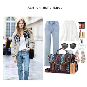 Bohemian Style Shoulder Bag High Satchel Strip Patchwork Handbags