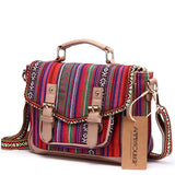 Bohemian Style Shoulder Bag High Satchel Strip Patchwork Handbags