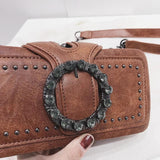 Women's PU Leather Shoulder Bag Studded Diamond Mini Crossbody