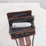 Women's PU Leather Shoulder Bag Studded Diamond Mini Crossbody