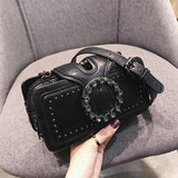 Women's PU Leather Shoulder Bag Studded Diamond Mini Crossbody