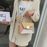 PU Leather Crossbody Bag Chain Handbags Metal Handle Totes