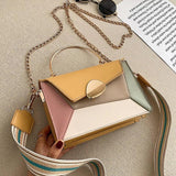PU Leather Crossbody Bag Chain Handbags Metal Handle Totes