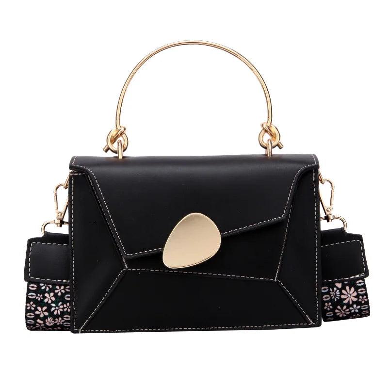 PU Leather Crossbody Bag Chain Handbags Metal Handle Totes