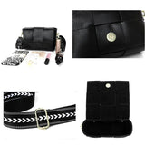 Woven Cow Leather Crossbody Bag Wide Straps Handbags