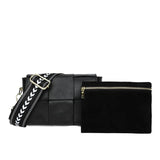 Woven Cow Leather Crossbody Bag Wide Straps Handbags