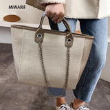 Women Handbags Canvas Tote Shoulder Bag Messenger Crossbody Chain Bags