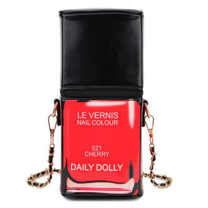 Nude Nail Polish Shape Chain Shoulder Bag for Women