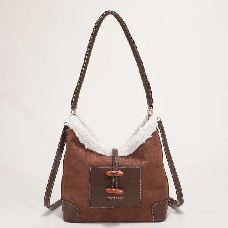 Lamb Wool Bag Women's Autumn And Winter Retro Shoulder Bag High Large Capacity