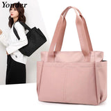 Casual Large Nylon Cloth Tote Shoulder Bag Women Zipper Handbag