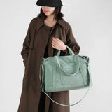 Corduroy Handbag Tote Shopping Bag Zipper Large Casual Shoulder Bags for Women