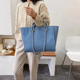 Canvas Tote Bag Shoulder Bags Chain Handbag Women's Bag