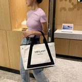 Large Capacity Letter Canvas Bag, Shoulder Crossbody Tote