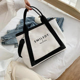 Large Capacity Letter Canvas Bag, Shoulder Crossbody Tote
