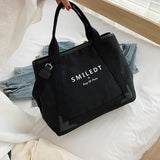 Large Capacity Letter Canvas Bag, Shoulder Crossbody Tote