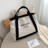 Large Capacity Letter Canvas Bag, Shoulder Crossbody Tote