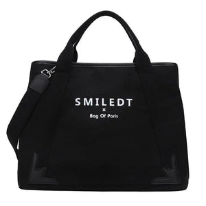 Large Capacity Letter Canvas Bag, Shoulder Crossbody Tote