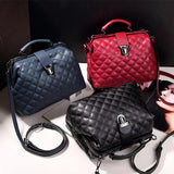 Plaid Rivets Pu Leather Crossbody Bags For Women Solid Shoulder Handbags