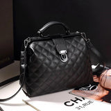 Plaid Rivets Pu Leather Crossbody Bags For Women Solid Shoulder Handbags