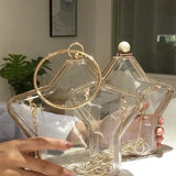Acrylic Star Shape Clutch Shoulder Bag Evening Crossbody Purse
