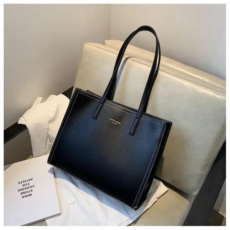 Women's Large Capacity Leather Top-Handle Handbag