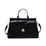 Vintage Leather Top Handle Tote Bag Women Winter Shoulder Crossbody