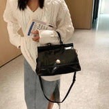 Vintage Leather Top Handle Tote Bag Women Winter Shoulder Crossbody