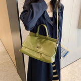 Vintage Leather Top Handle Tote Bag Women Winter Shoulder Crossbody