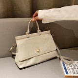 Vintage Leather Top Handle Tote Bag Women Winter Shoulder Crossbody