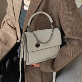 High Quality Leather Shoulder Bag with Thick Chain Handle