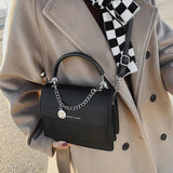 High Quality Leather Shoulder Bag with Thick Chain Handle