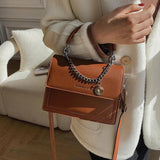 High Quality Leather Shoulder Bag with Thick Chain Handle