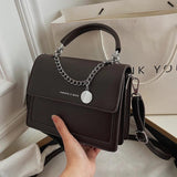 High Quality Leather Shoulder Bag with Thick Chain Handle