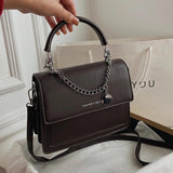 High Quality Leather Shoulder Bag with Thick Chain Handle