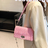 Women PU Leather Flap Crossbody Bags Green Pink Shoulder Evening Clutch