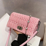 Women PU Leather Flap Crossbody Bags Green Pink Shoulder Evening Clutch