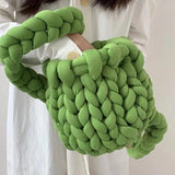 Thick Woolen Backpack for Women Crochet Bag Candy Knitted Shoulder Travel Bag
