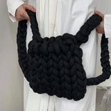 Thick Woolen Backpack for Women Crochet Bag Candy Knitted Shoulder Travel Bag