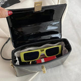 INS Women Chain Crossbody Bags Patent Leather Shoulder Bag Green Messenger Bag