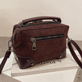 Vintage Leather Women Handbag Rivet Clutch Tote Bags Small Shoulder Crossbod