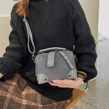 Vintage Leather Women Handbag Rivet Clutch Tote Bags Small Shoulder Crossbod